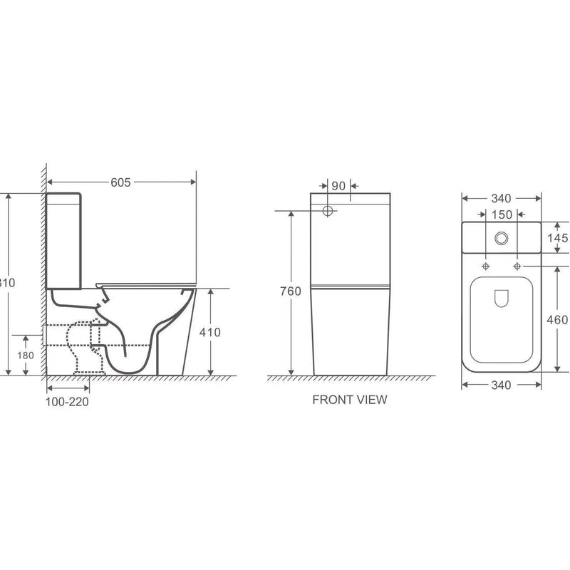 Mercio Enox Back To Wall Toilet Suite - Aqualux Bathrooms- Mercio