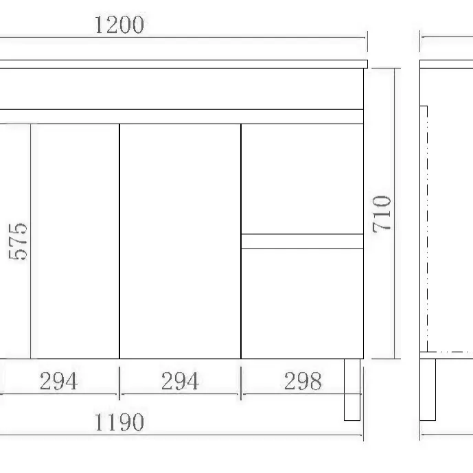 Evie Single Bowl Freestanding Vanity 1200 - Aqualux Bathrooms- Poseidon