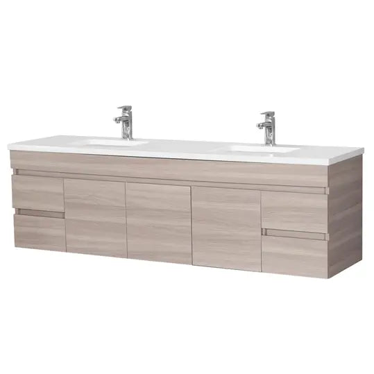 Evie Double Bowl Wall Hung Vanity 1800 - Aqualux Bathrooms- Poseidon