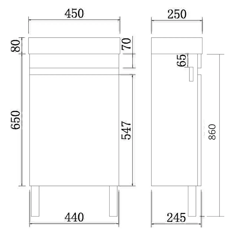 Evie Mini Freestanding Vanity 450 - Aqualux Bathrooms- Poseidon