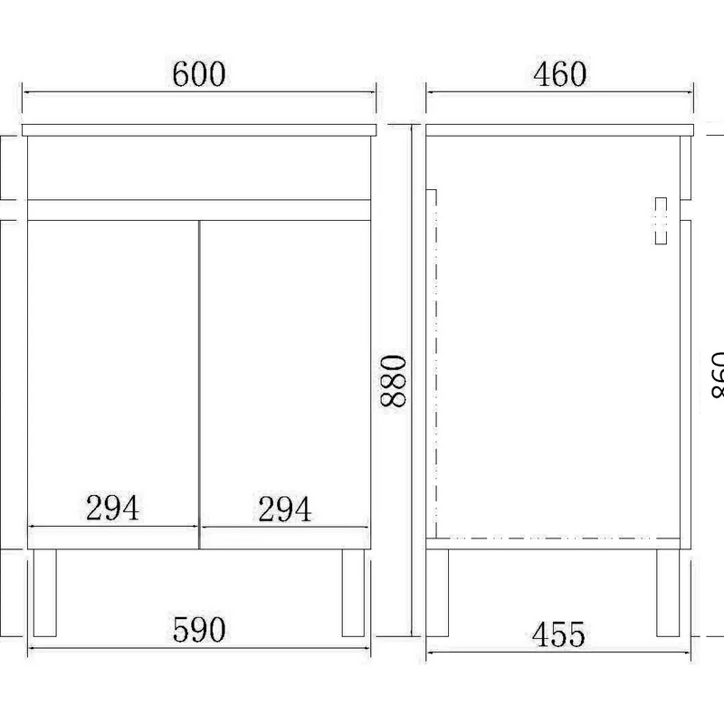 Evie Single Bowl Freestanding Vanity 600 - Aqualux Bathrooms- Poseidon