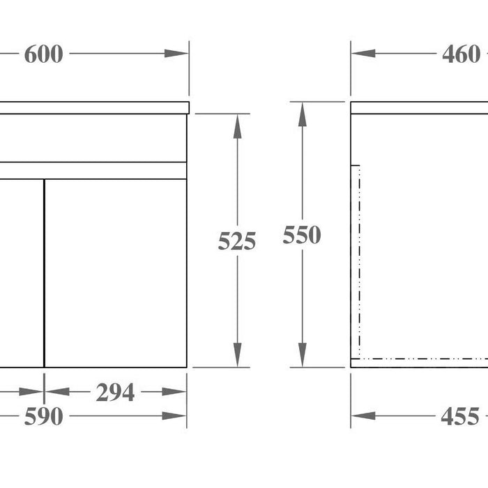 Evie Single Bowl Wall Hung Vanity 600