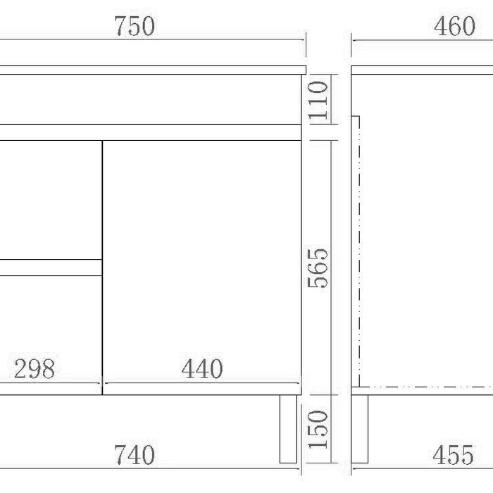 Evie Single Bowl Freestanding Vanity 750