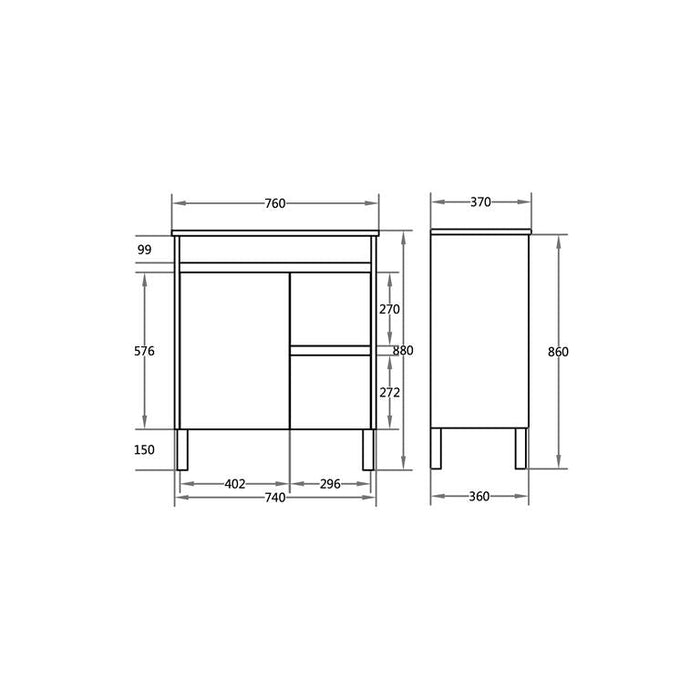 Evie Single Bowl Freestanding Vanity 750