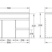 Evie Single Bowl Wall Hung Vanity 900 - Aqualux Bathrooms- Poseidon