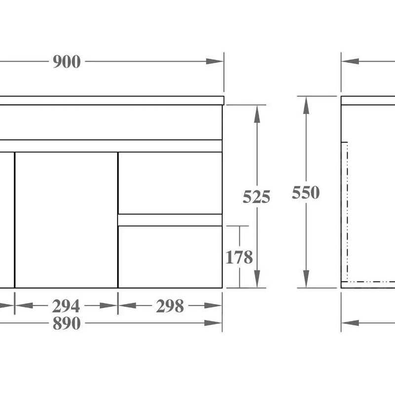 Evie Single Bowl Wall Hung Vanity 900 - Aqualux Bathrooms- Poseidon