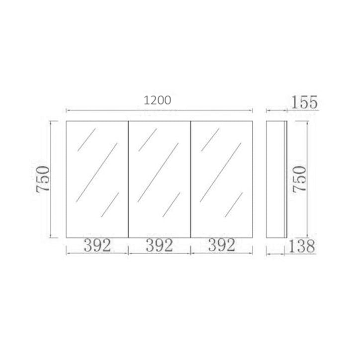 EVIE Three Doors Shaving Cabinet 1200mm