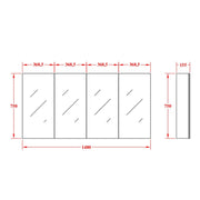 EVIE Four Doors Shaving Cabinet 1500mm - Aqualux Bathrooms- Poseidon