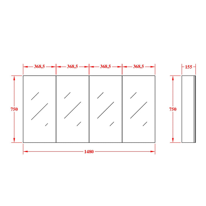 EVIE Four Doors Shaving Cabinet 1500mm