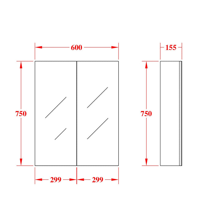 EVIE Double Doors Shaving Cabinet 600mm