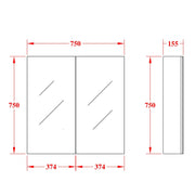 EVIE Double Doors Shaving Cabinet 750mm - Aqualux Bathrooms- Poseidon