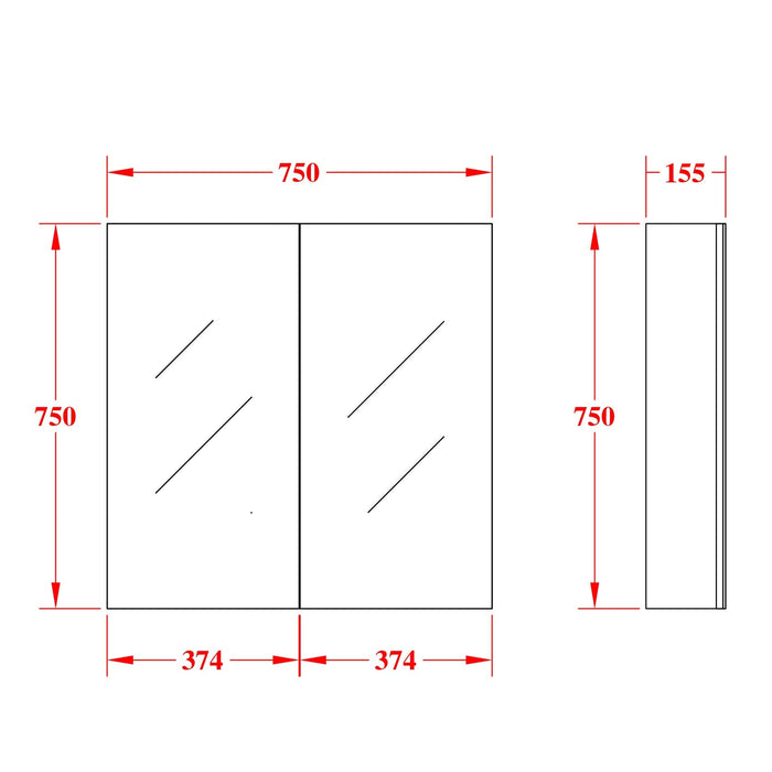 EVIE Double Doors Shaving Cabinet 750mm