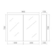 EVIE Double Doors Shaving Cabinet 900mm - Aqualux Bathrooms- Poseidon