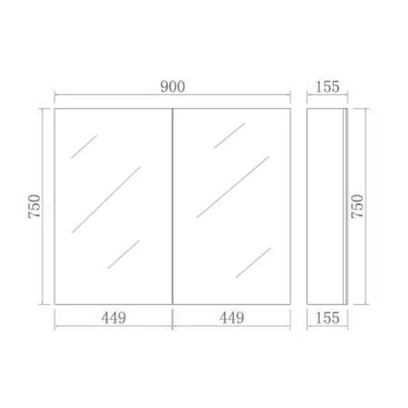 EVIE Double Doors Shaving Cabinet 900mm - Aqualux Bathrooms- Poseidon