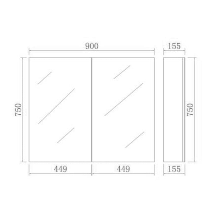 EVIE Double Doors Shaving Cabinet 900mm