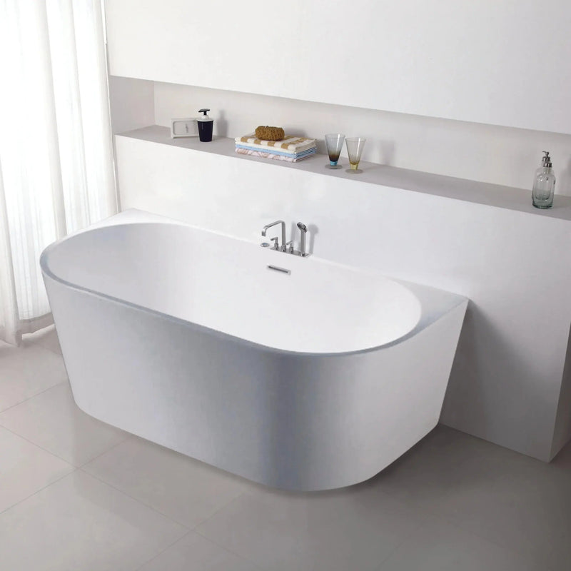 Elivia Back To Wall Bathtub - Overflow - Aqualux Bathrooms- Poseidon