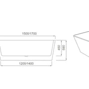 FORTUNA Back To Wall Bathtub 1500/1700mm - Aqualux Bathrooms- Mercio