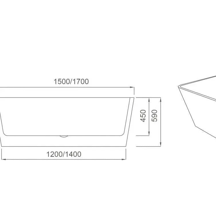 FORTUNA Back To Wall Bathtub 1500/1700mm - Aqualux Bathrooms- Mercio