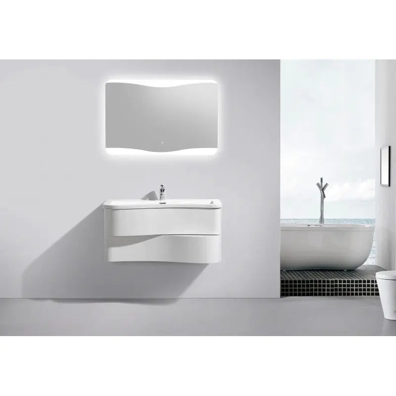 Belbagno - Belbagno Formica wall hung Vanity 900mm -  Gloss White - Aqualux Bathrooms