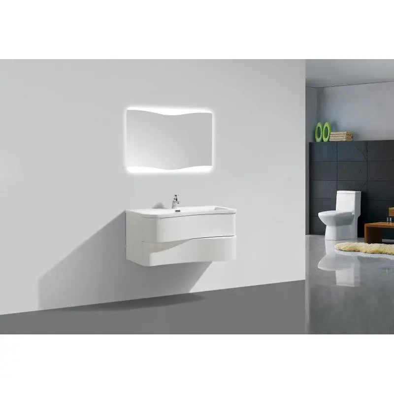 Belbagno - Belbagno Formica wall hung Vanity 900mm -  Gloss White - Aqualux Bathrooms