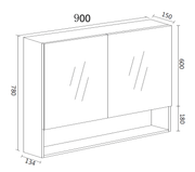 Mercio - Shaving Mirror Cabinet with Shelf 900mm - Aqualux Bathrooms
