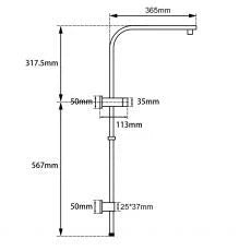 Square Gun Metal Grey Shower Station without Shower Head and Handheld Shower(PVC Hose)