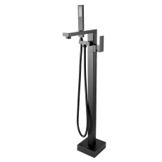 Square Gun Metal Grey Freestanding Shower Mixer With Handheld Shower