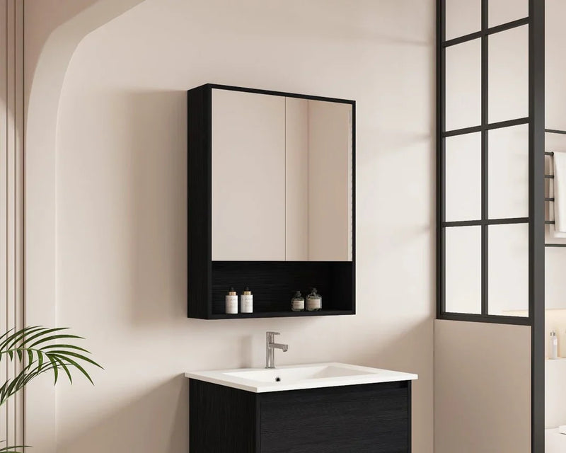 Mercio -  Hera Shaving Cabinet 60cm Black Oak