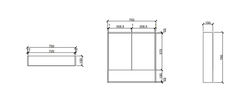 Mercio -  Hera Shaving Cabinet 75cm Black Oak