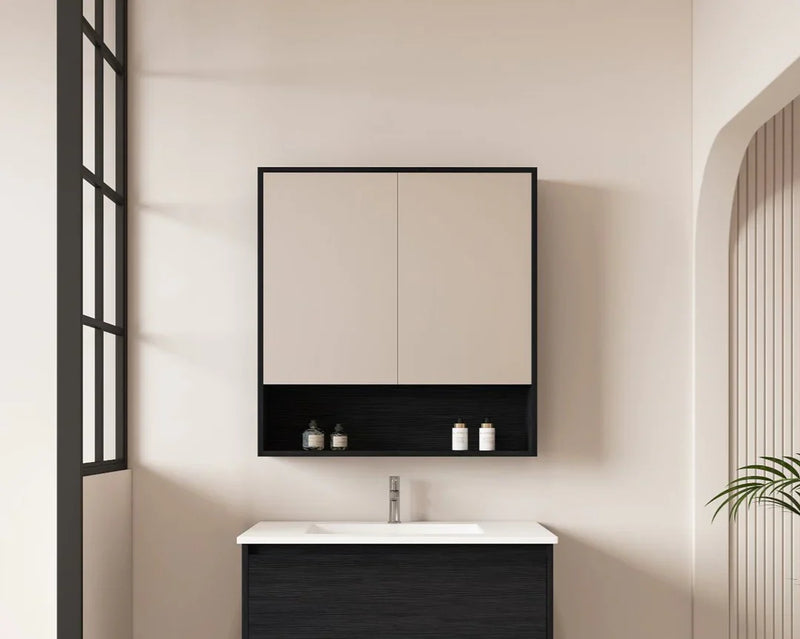 Mercio -  Hera Shaving Cabinet 75cm Black Oak