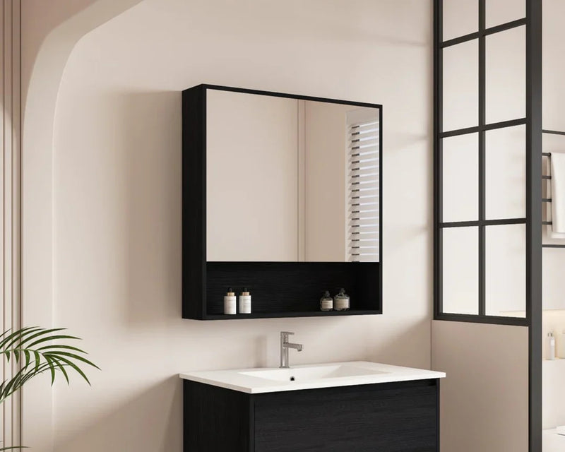 Mercio -  Hera Shaving Cabinet 75cm Black Oak