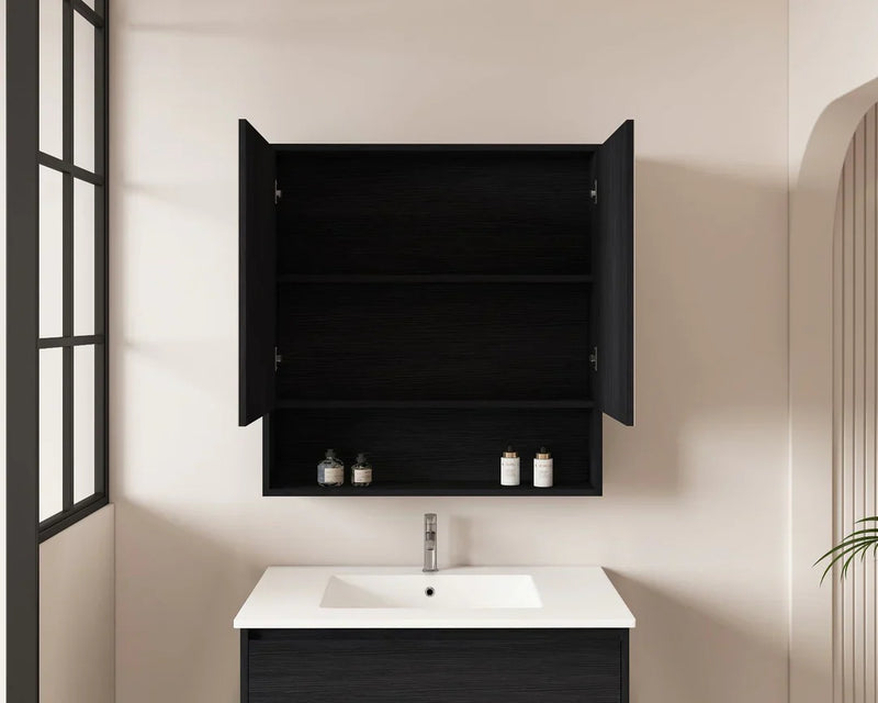 Mercio -  Hera Shaving Cabinet 75cm Black Oak