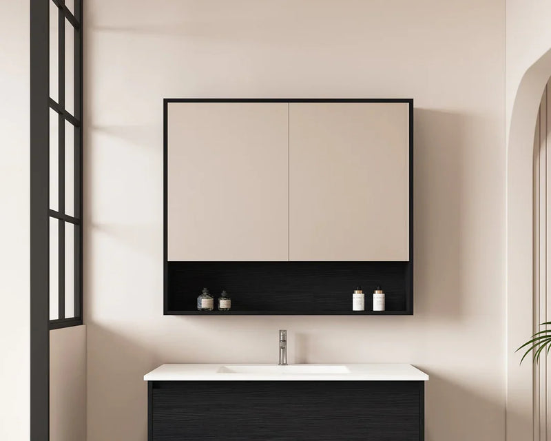 Mercio -  Hera Shaving Cabinet 90cm Black Oak