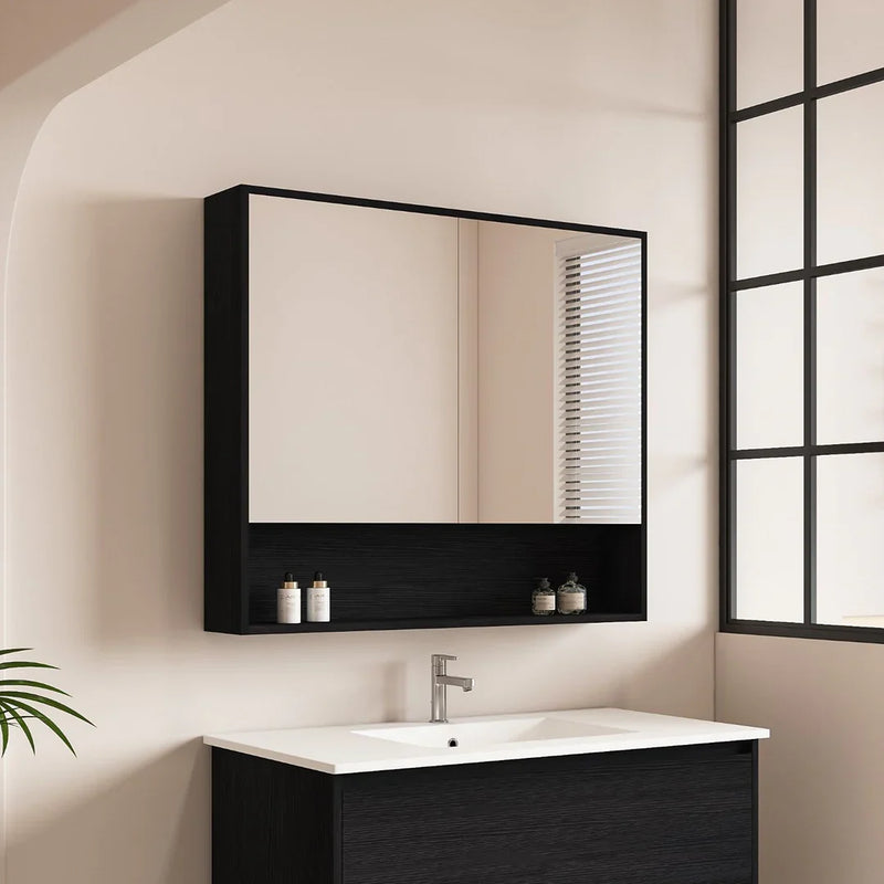 Mercio -  Hera Shaving Cabinet 90cm Black Oak