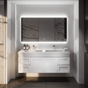 ABS Riva - Riva Hawaii Wall Hung Double Bowl Vanity 1500mm - Matt White - Aqualux Bathrooms
