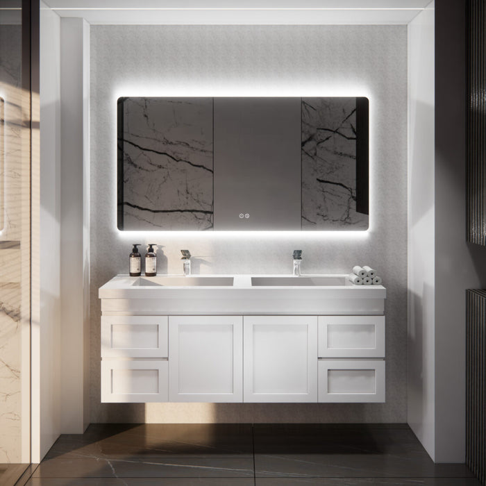 Riva Hawaii Wall Hung Double Bowl Vanity 1500mm - Matt White