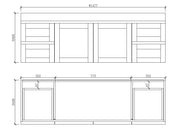 ABS Riva - Riva Hawaii Wall Hung Double Bowl Vanity 1500mm - Matt White - Aqualux Bathrooms