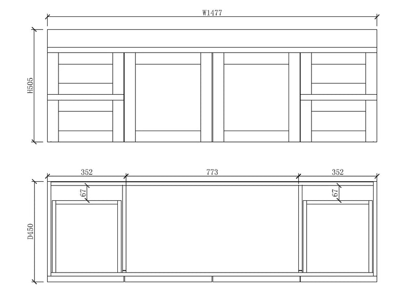 ABS Riva - Riva Hawaii Wall Hung Double Bowl Vanity 1500mm - Matt White - Aqualux Bathrooms