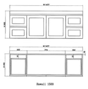 ABS Riva - Riva Hawaii Wall Hung Single Bowl Vanity 1500mm - Matt White - Aqualux Bathrooms