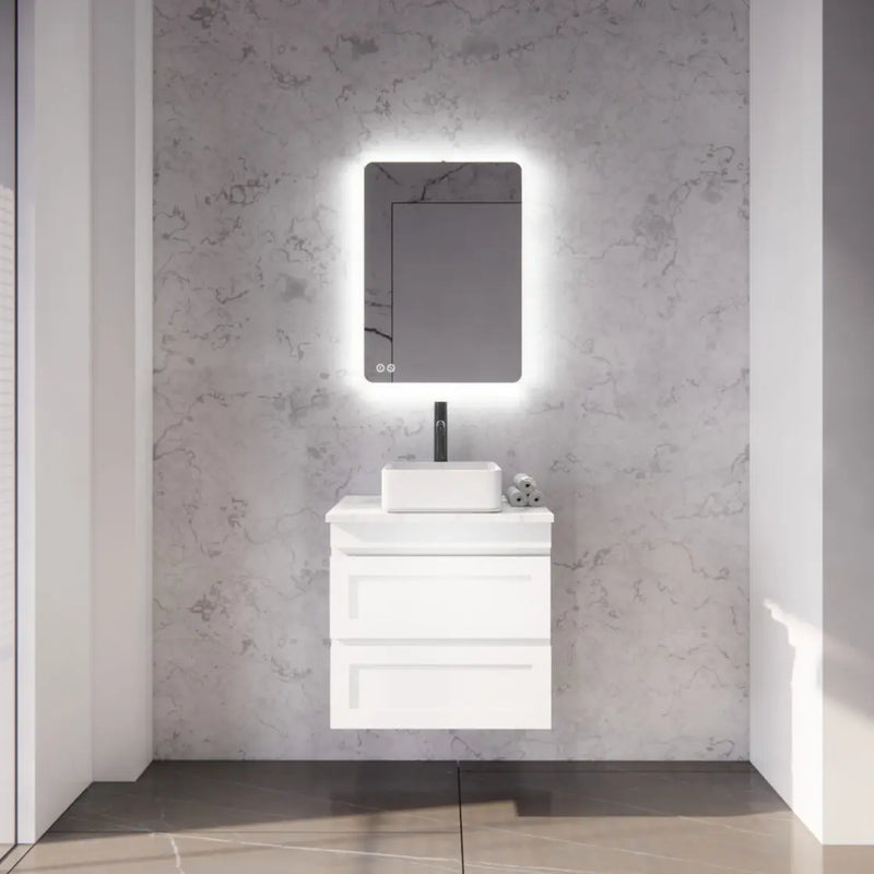 ABS Riva - Riva Hawaii Wall Hung Vanity 600mm - Matt White - Aqualux Bathrooms