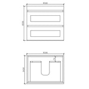 ABS Riva - Riva Hawaii Wall Hung Vanity 600mm - Matt White - Aqualux Bathrooms