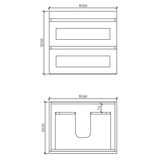 ABS Riva - Riva Hawaii Wall Hung Vanity 600mm - Matt White - Aqualux Bathrooms