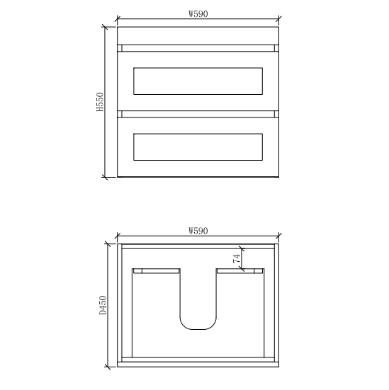 Riva Hawaii Wall Hung Vanity 600mm - Matt White