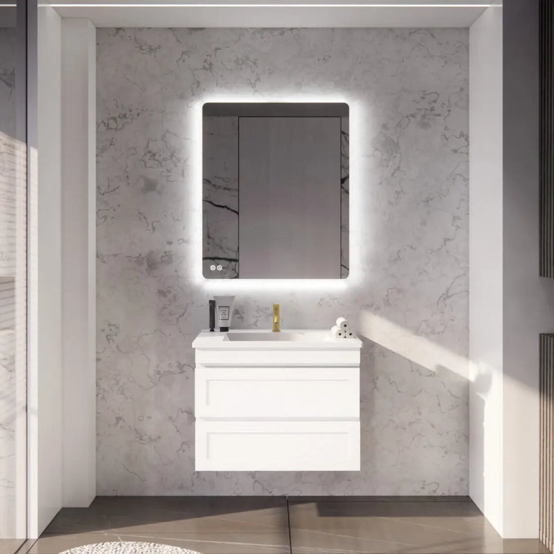 ABS Riva - Riva Hawaii Wall Hung Vanity 750mm - Matt White - Aqualux Bathrooms