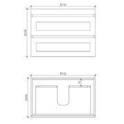 ABS Riva - Riva Hawaii Wall Hung Vanity 750mm - Matt White - Aqualux Bathrooms