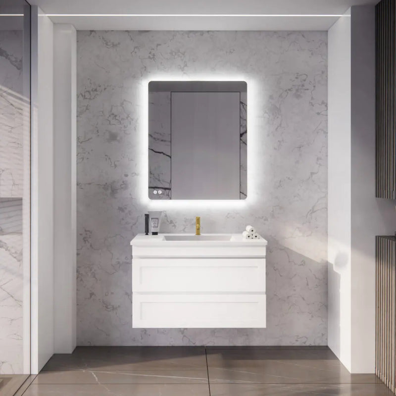 ABS Riva - Riva Hawaii Wall Hung Vanity 750mm - Matt White - Aqualux Bathrooms