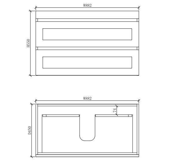 Riva Hawaii Wall Hung Vanity 750mm - Matt White