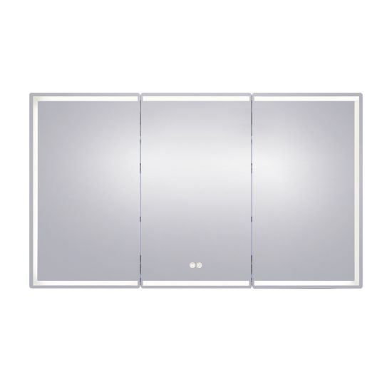 1500*720*139mm Silver Brushed Rectangular LED Mirror Shaving Cabinet (Three Doors, Anti-Fogging)