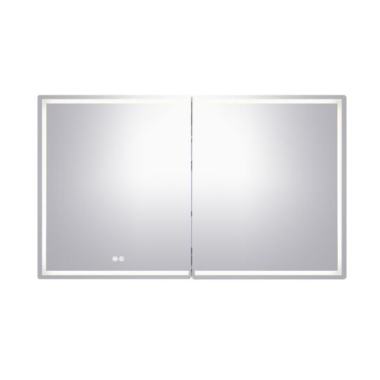 1200x720x139mm Silver Brushed Rectangular LED Mirror Shaving Cabinet (Double Doors,Anti- Fogging)