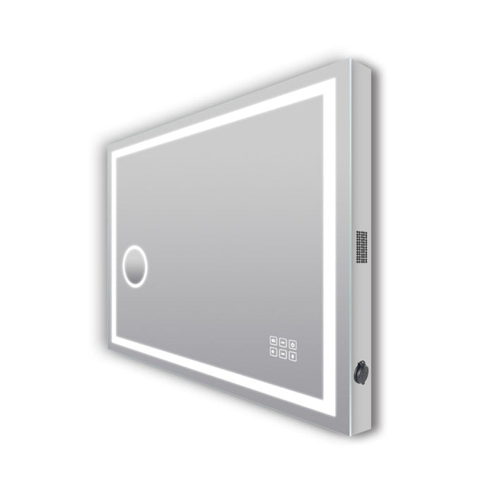 900x750mm Rectangle 3 Colour Lighting Bluetooth LED Mirror (USB 5V 2.1A Charging Port) Magnifying Touch Sensor Switch